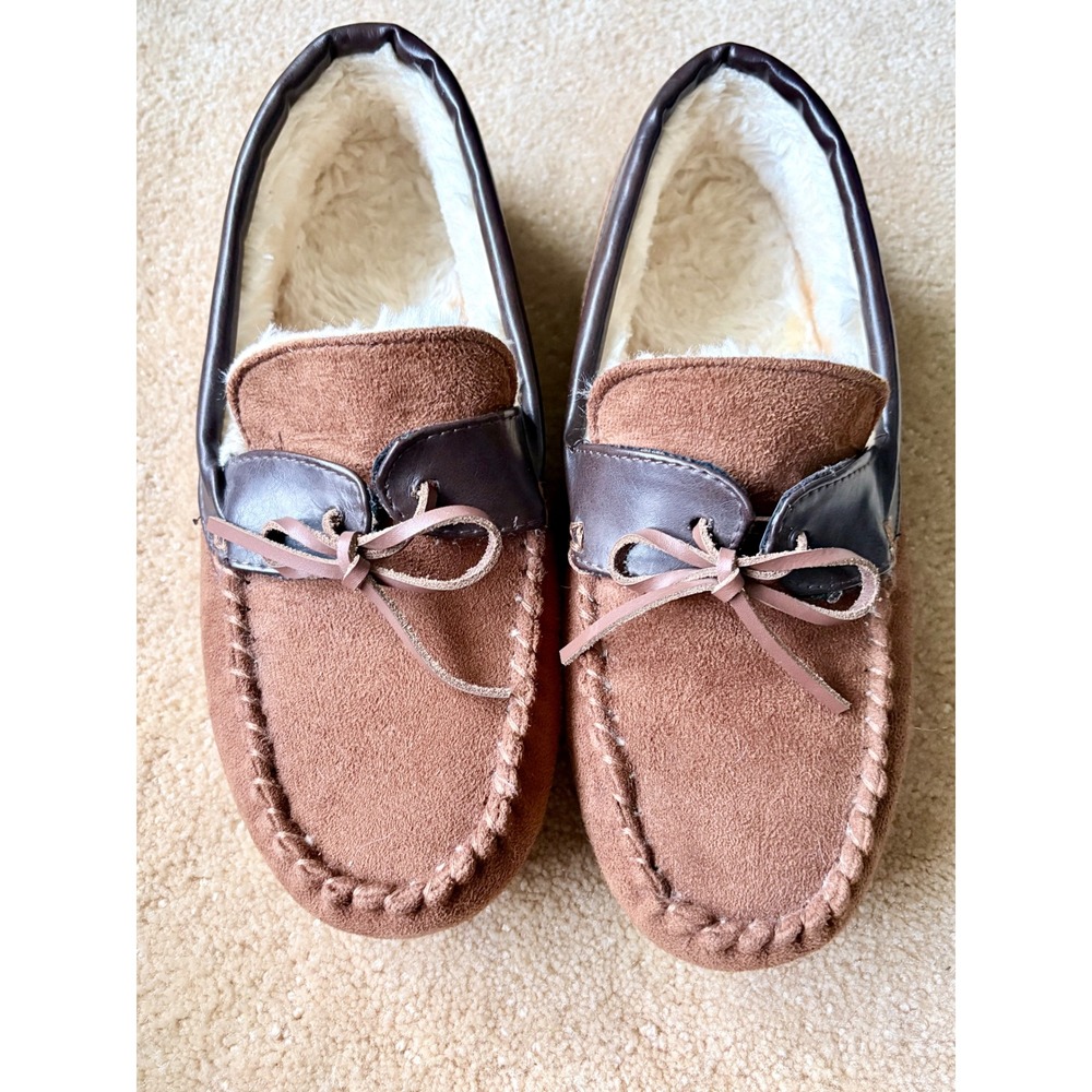 Lamo Mens‎ Chestnut Faux Suede Sherpa Lined Moccasin Slippers Size 11 Comfy